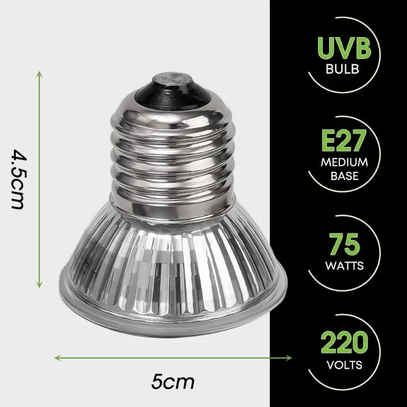25/50/75W UVA UVB Reptile Lamp Bulb Turtle Basking UV Light Bulbs Heating Light Pet Heat Lamp Amphibians Full Sunlamp