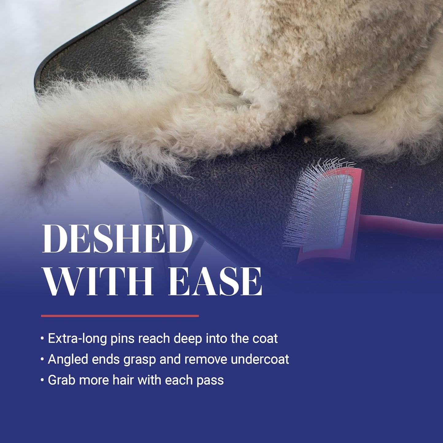 big g dog slicker brush for dogs (goldendoodles, labradoodles, poodles), groom like a professional, fluff detangle style, saves time energy, coral, large