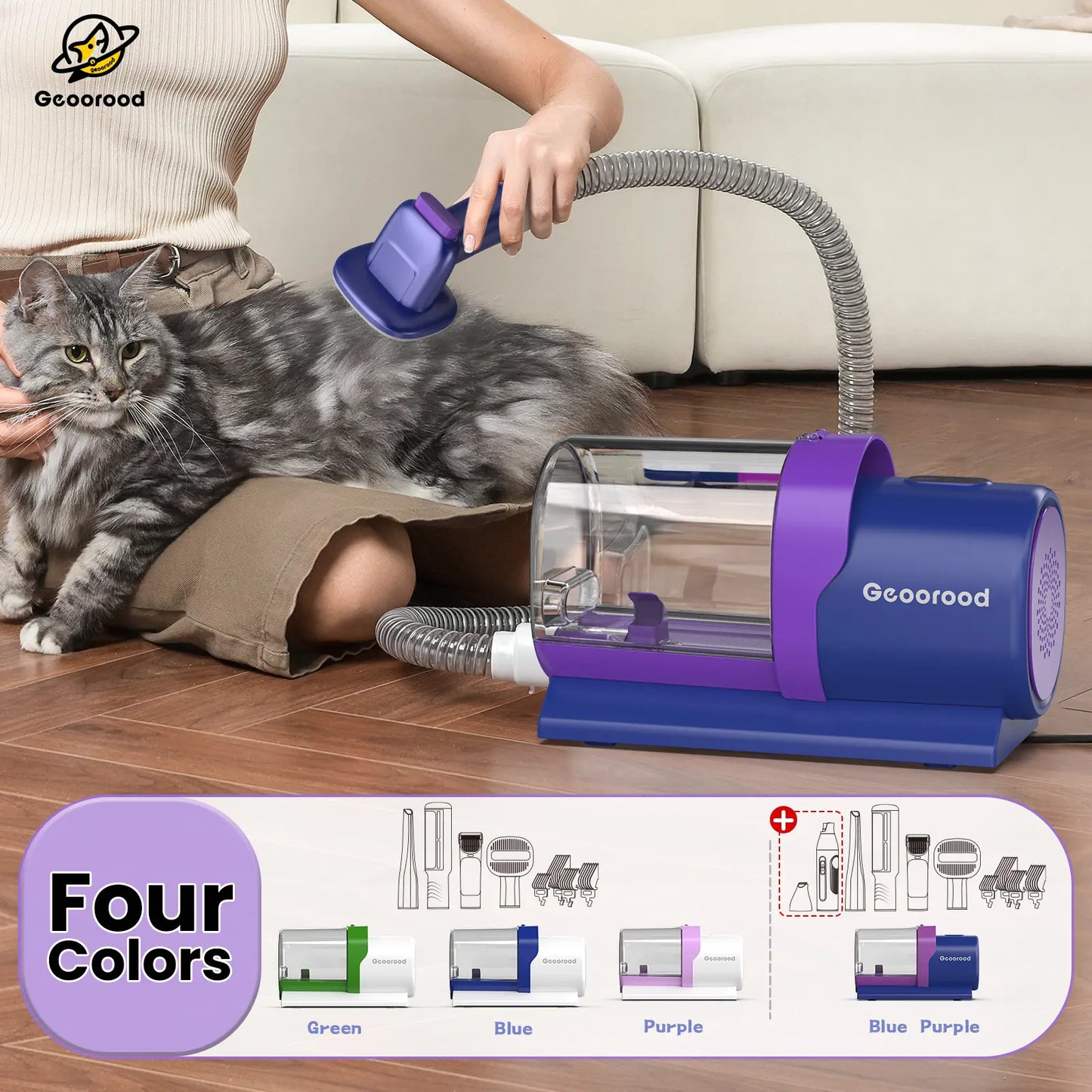 【geoorood】 geoorood dog grooming all-in-one kit with vacuum brush 2.5l large pog, stainless steel blades lightweight design 13kpa suction force portable cleaning set#dealsforyoudays #summerwins