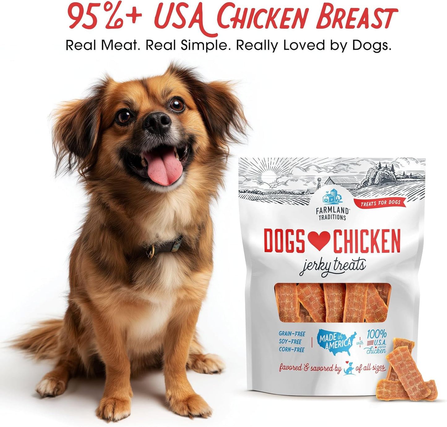 filler free dogs love chicken premium jerky treats for dogs, 3 lb. bag