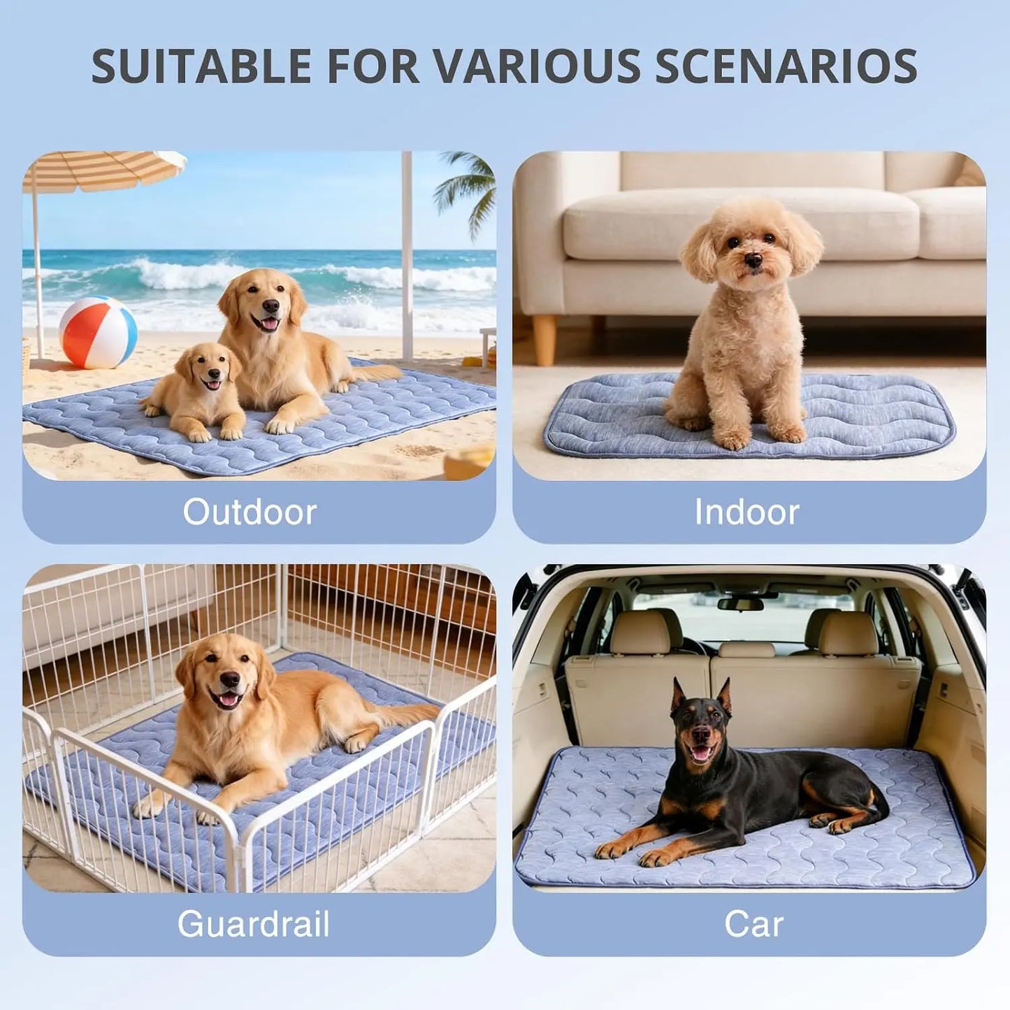 cooling mat for dogs – q-max>0.45 washable pet cooling pad, no gel, no electric, non-slip summer crate bed for large dogs