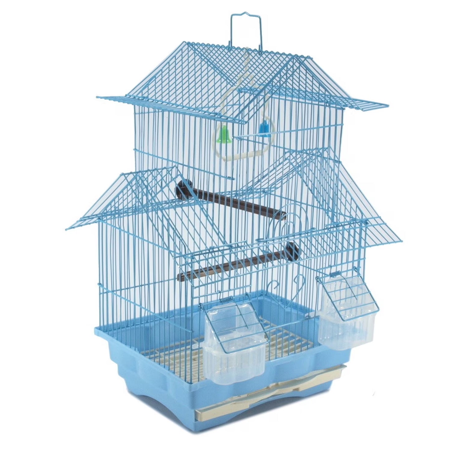 blue 18-inch medium parakeet wire bird cage for 1 or 2 birds perfect bird travel cage and hanging bird house