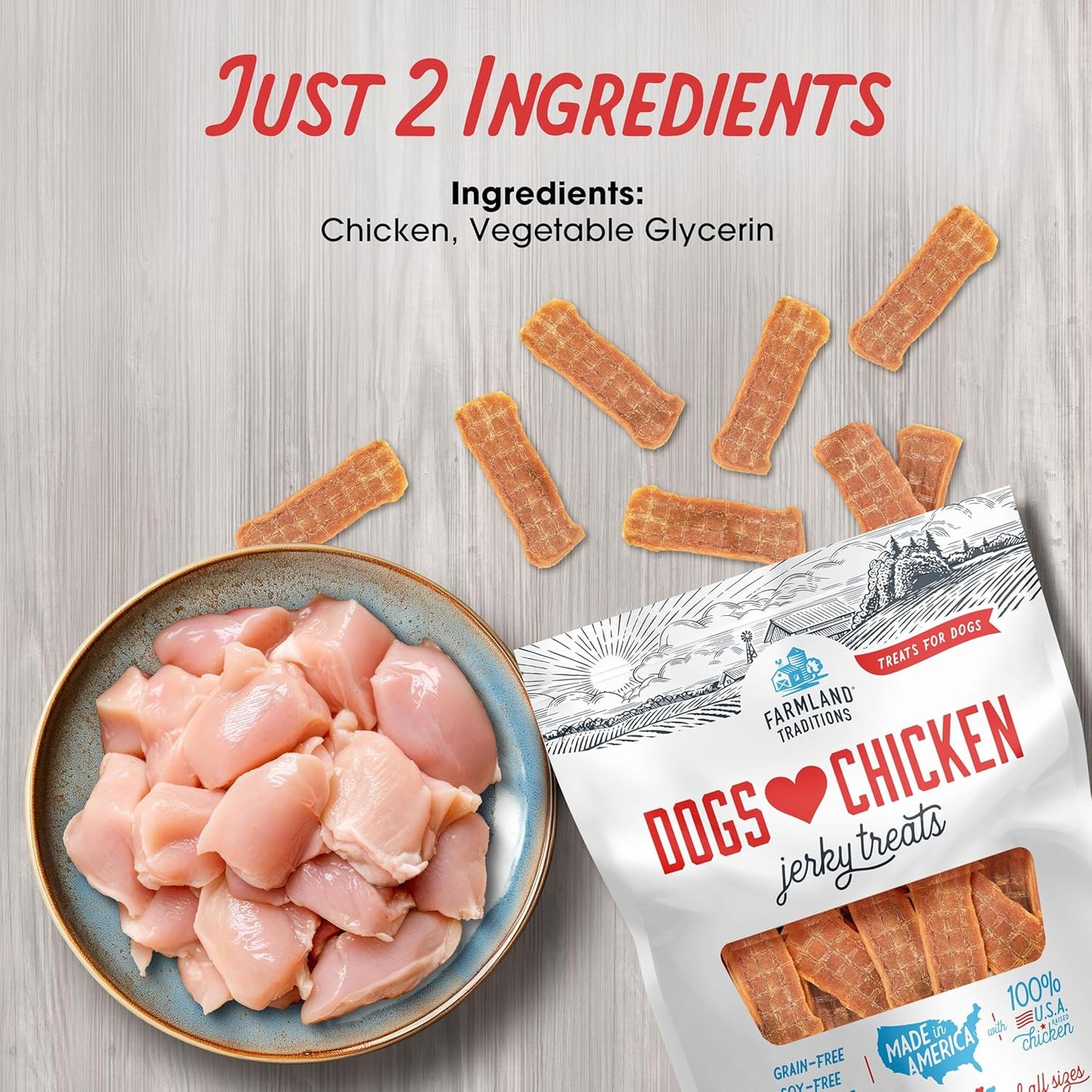 filler free dogs love chicken premium jerky treats for dogs, 3 lb. bag