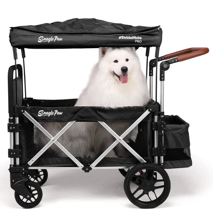 Snagle Paw Stridemate PRO Heavy-Duty Large Dog Stroller Wagon - Foldable, with Phone Holder, Safety Features, Storage Basket - for Senior, Injured & Disabled Pets, Fits 2 Dogs for Outdoor Adventures