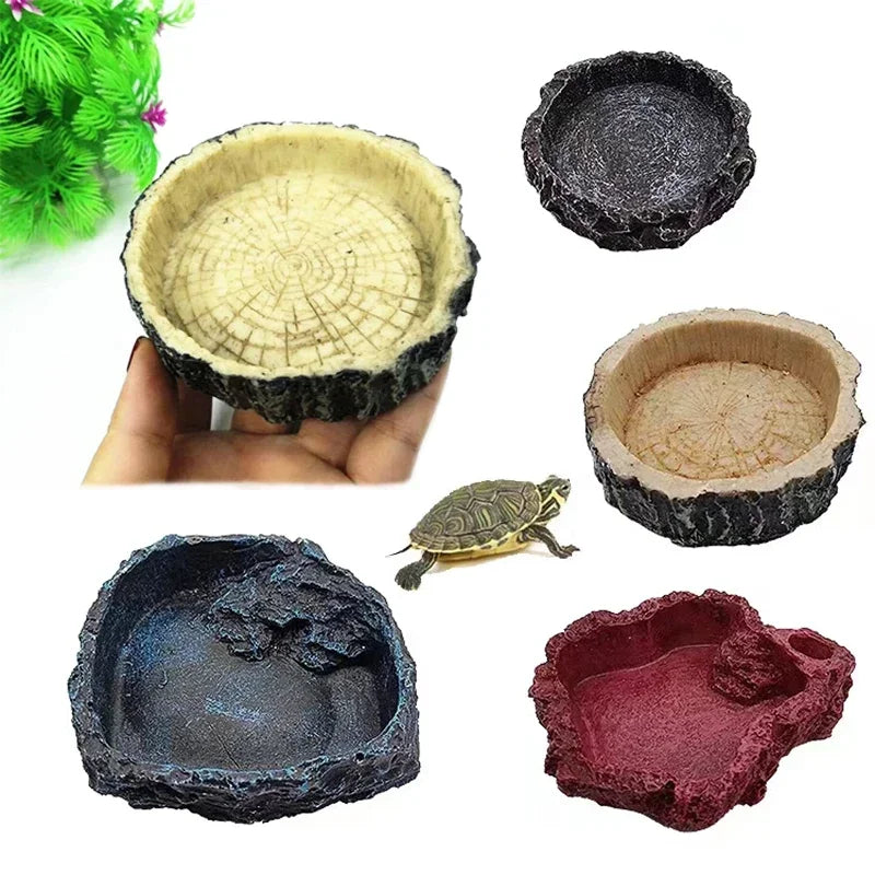 pet reptile feeder bowl resin aquarium basin food water pot reptile turtle tortoise scorpion lizard crabs supplies dropshipping