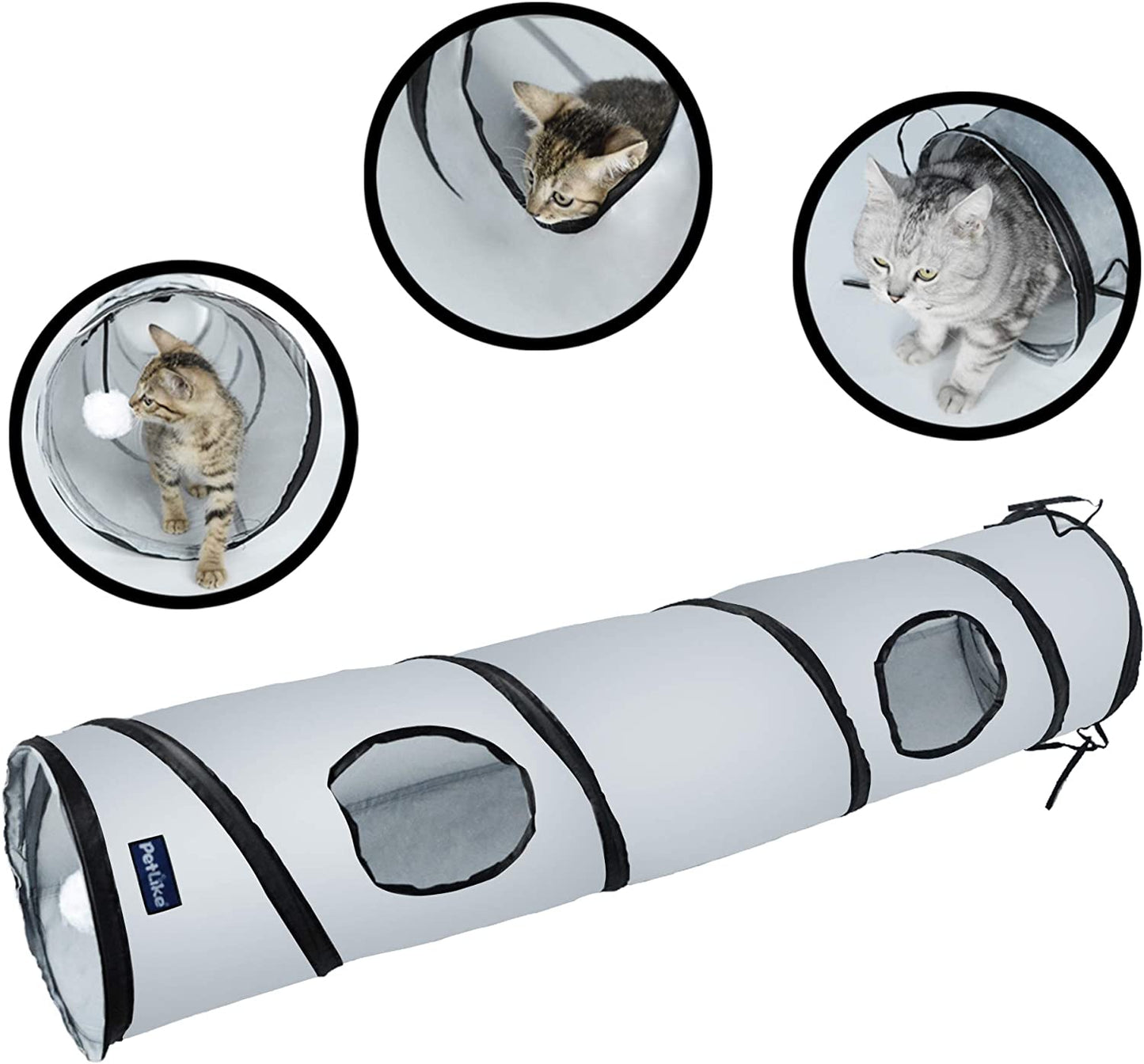 cat tunnel for indoor cats collapsible pop-up pet tube peek hole hideaway play toys for cats with ball