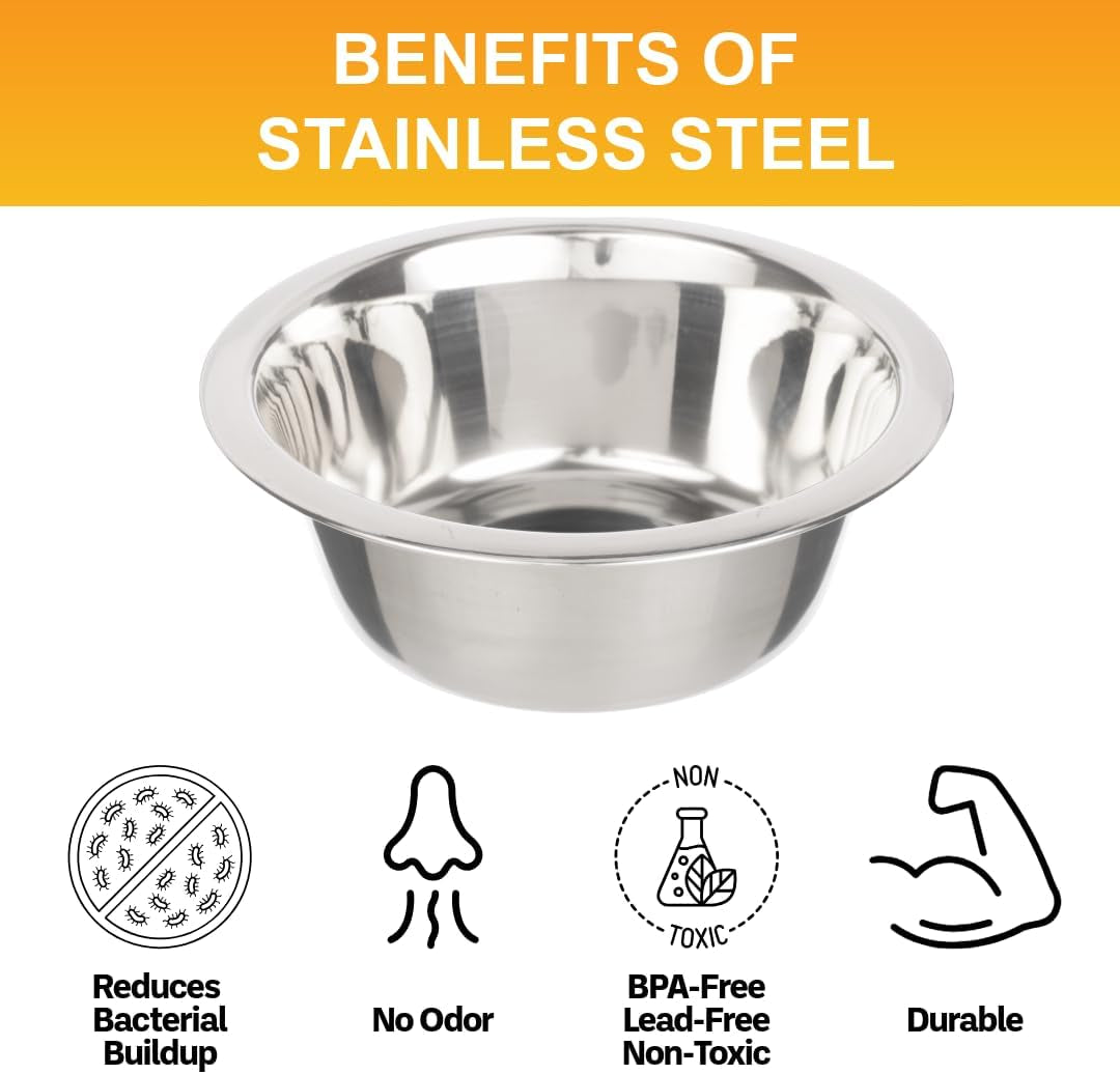 1.5 cup (12 oz.) stainless steel dog bowls, set of 2 neater feeder replacement bowls (cat/small models), dog food bowl & water bowl, dishwasher safe metal dish for cats & small dogs