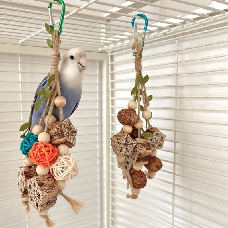colorful hanging parrot bird molar toy articles parrot bite pet bird toy for parrot training bird swing biting toy