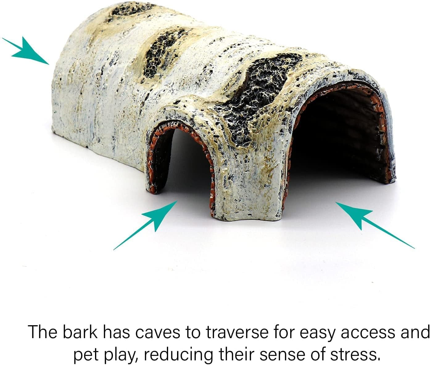 reptile hides and caves birch tree bark trunk habitats decor aquarium decoration wood for lizard geckos snake spiders frogs turtle (small)